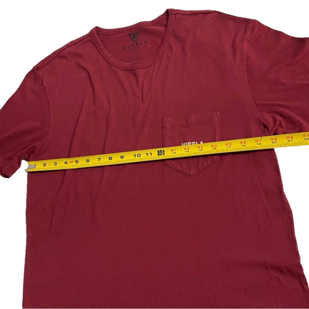 Vissla Vintage Wash Burgundy/Red Pocket Logo Tee Size L - Picture 5 of 8